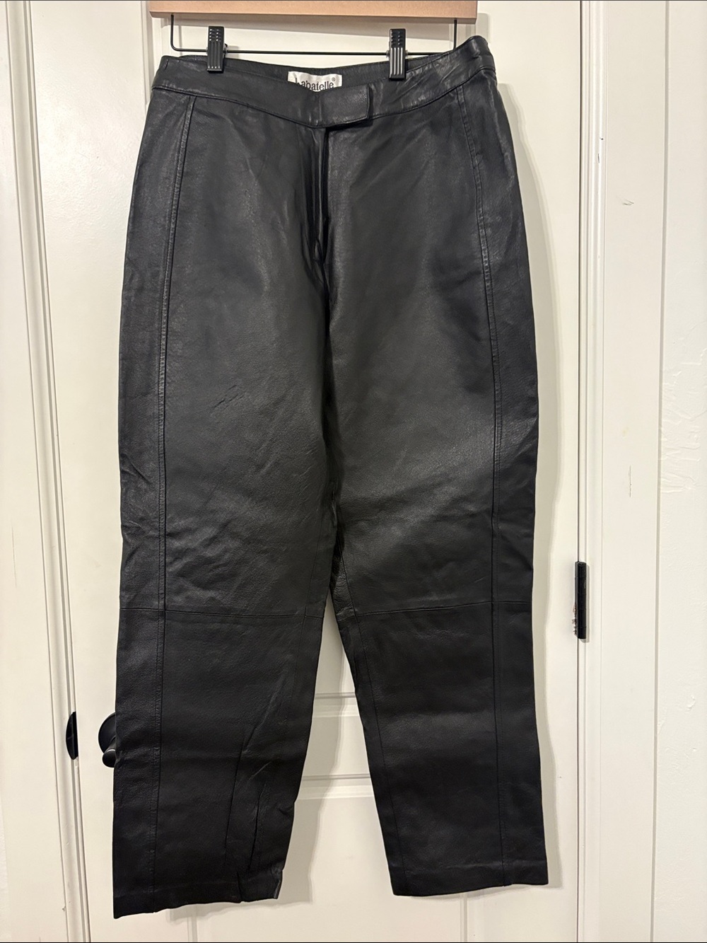 bagatelle Black Leather Straight-Leg Pants